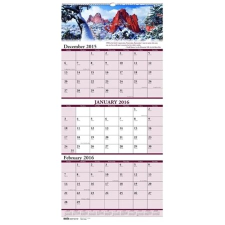 Ceo Earthscapes Compact 3 Month Vertical Wall Calendar CE78021 | Zoro